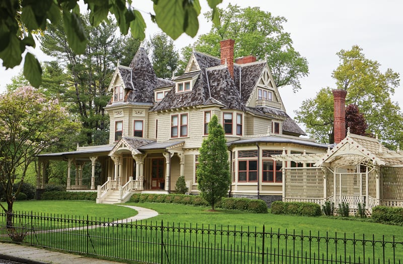 Sage green kitchen in a renovated Victorian home, Southport