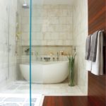 Contemporary bathroom with freestanding tub