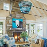 Lake Champlain vacation home coffered ceiling