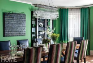 Colorful apartment for empty nesters dining room