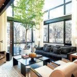 Contemporary Boston South End Townhouse Living Room with Steel Windows