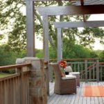 Outdoor space of Frank Lloyd Wright inspired home on Martha's Vineyard designed by Debra Cedeno