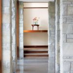 Entryway of Frank Lloyd Wright inspired home on Martha's Vineyard designed by Debra