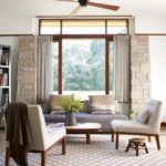 Sitting area of Frank Lloyd Wright inspired home on Martha's Vineyard designed by Debra Cedeno