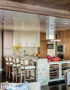 Contemporary and Family Friendly Boston Condo Contemporary Kitchen with Wood and Glass Tile