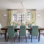 Transitional style dining room in blue and green built by FBN Construction