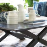 Nantucket Home Coffee Table with White Creamware Pitchers