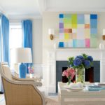 Nantucket Blue and White Living Room with Contemporary Art
