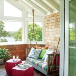 Rhode Island Shingle Style Porch with hanging day bed