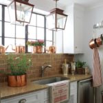 Darien Stone Cottage Kitchen with brick backsplash