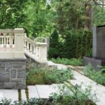 Contemporary Boston urban garden granite steps