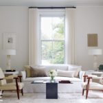 Contemporary Boston town home neutral living room with white upholstery