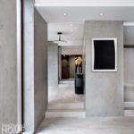 modern hallway with Neolith walls