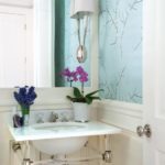 Powder room with Gracie wallpaper