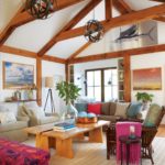Comfortable living room with exposed beams