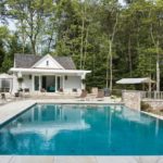Cape Cod pool Shingle-style home
