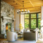 Vermont shingle style home living space