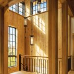 Vermont shingle style home stairwell