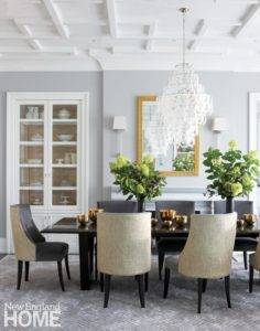 Custom dining table and upholstered chairs