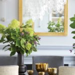 Dining table with gold bowls