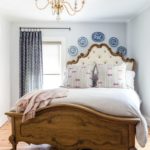 master bedroom, Murano chandelier, antique plates,
