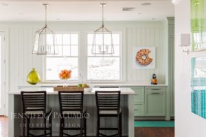 decorative lighting green and white kitchen
