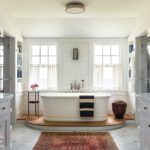 Large bathroom with soaking tub