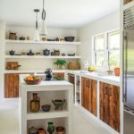 White kitchen with cypress doors