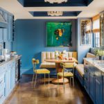 Boston kitchen with blue cabinetry.