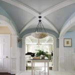 Large entryway with blue ceiling