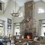 Great room with large stone fireplace