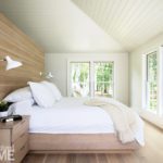 Bedroom with built-in oak bed
