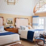 Cape Cod bedroom with twin beds and beaded board ceiling