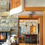 Large stone great room fireplace