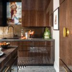 Urban kitchen with glossy cabinetry.