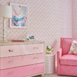 Pink ombre dresser with pink arm chair