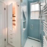 Small bathroom with towel warmer