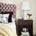 Plum and white patterned headboard