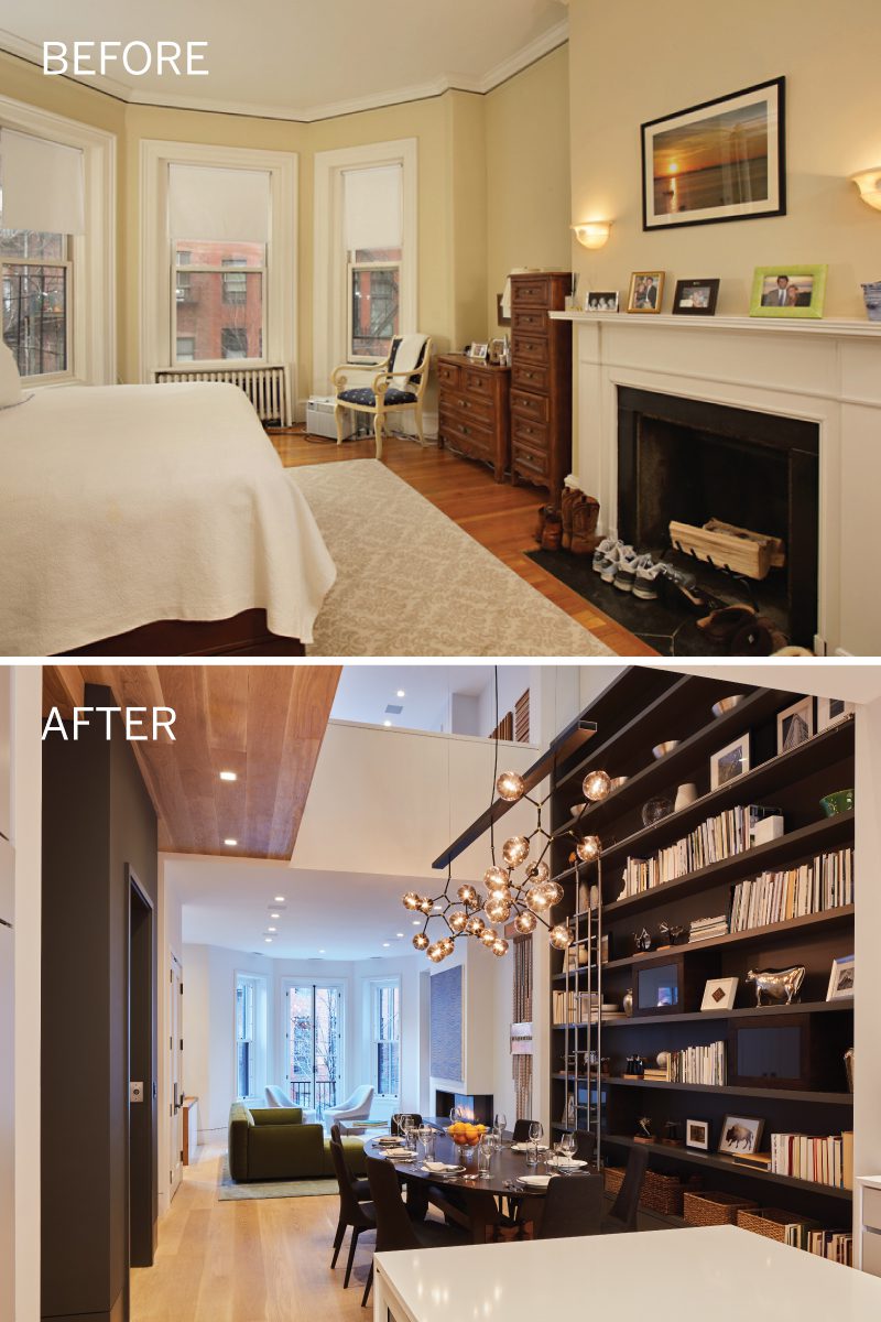 Before and after bedroom in a historic home 