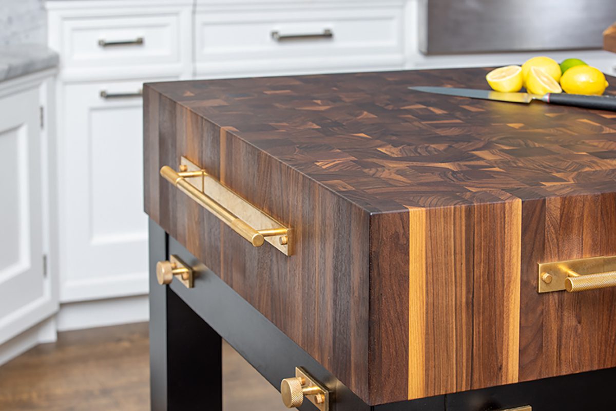 Kitchen Butchers Block Shown in Distressed Blue 