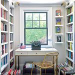 Office nook with a desk and bookshelves