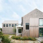 Contemporary beach house with weathered wood shingles