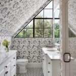 Bathroom with angled ceiling