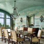 Formal dining room with hand-painted mural