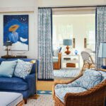 Blue and white coastal living room.