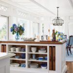 Kitchen island with open shelving