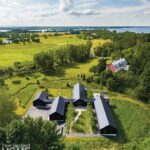 Aerial view of a contemporary compound in Vermont