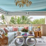 Roof deck decorated with Palm Beach flair.
