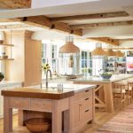 White oak kitchen with two islands.