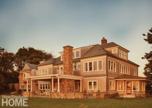 Rear exterior of a shingle style house on Cape Cod